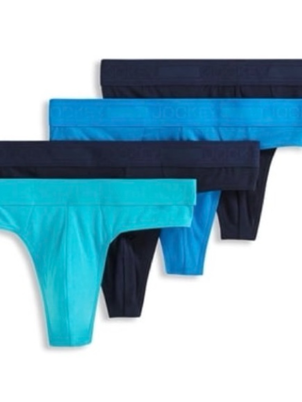 NWT Four (4) Pack Bundle Jockey Cotton Stretch Men’s Medium Blue Thongs